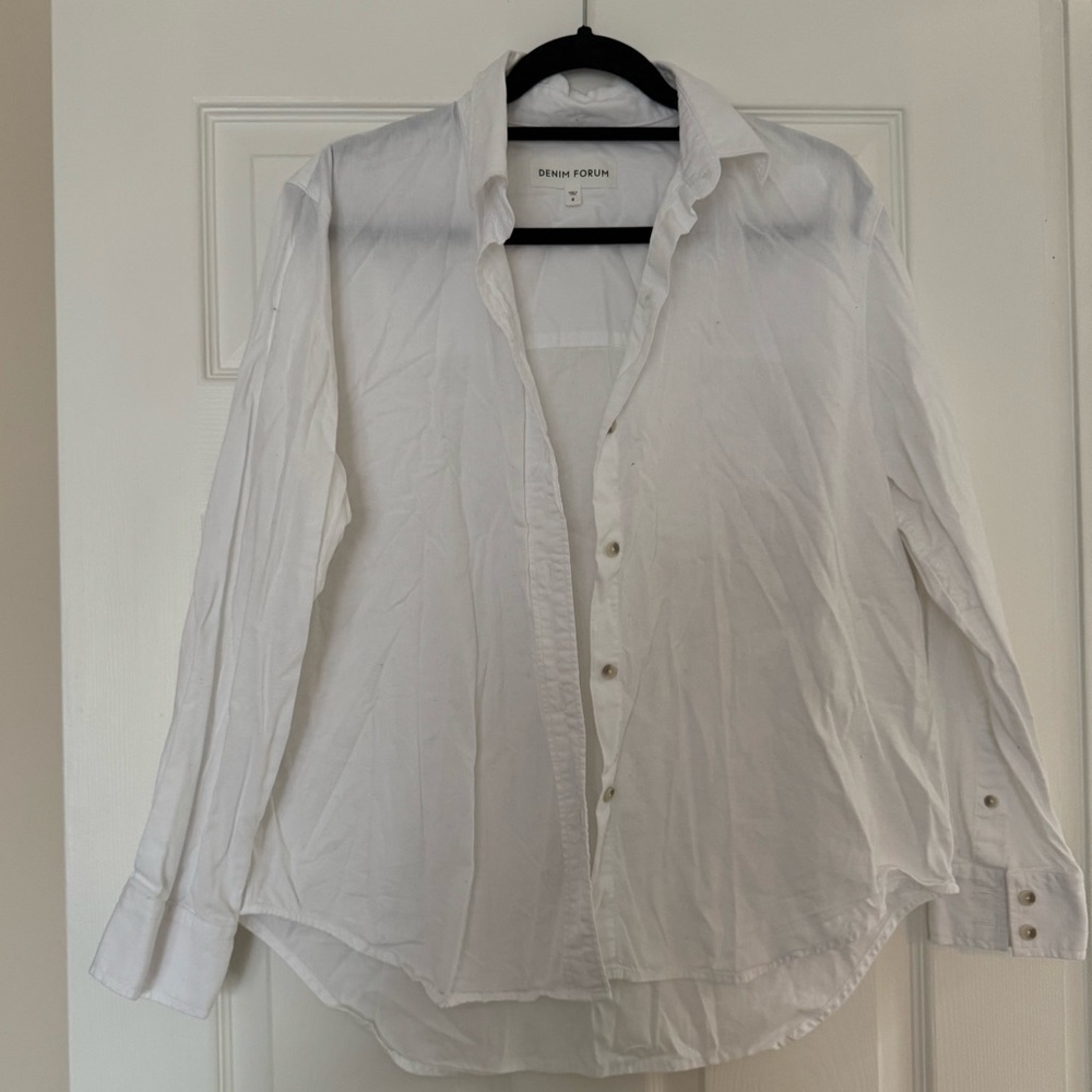 Aritzia Denim Forum Crisp White Button Down Shirt - Small
